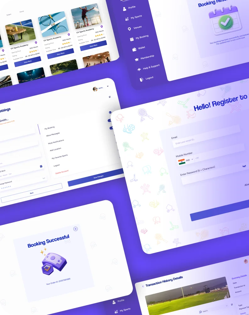 User panel app screens
